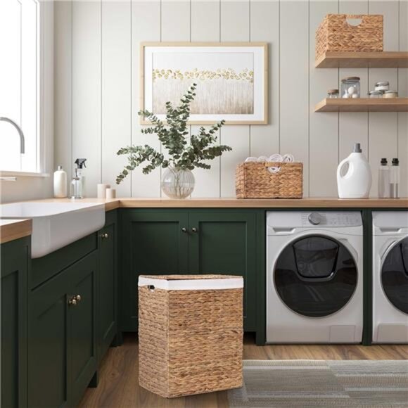 Premium Natural Handwoven Portable Laundry Bin Basket with Carrying Handles - Picture 4 of 6